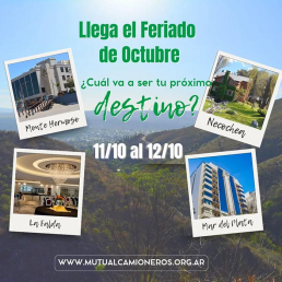 Llega el feriado de octubre 11/10 al 12/10